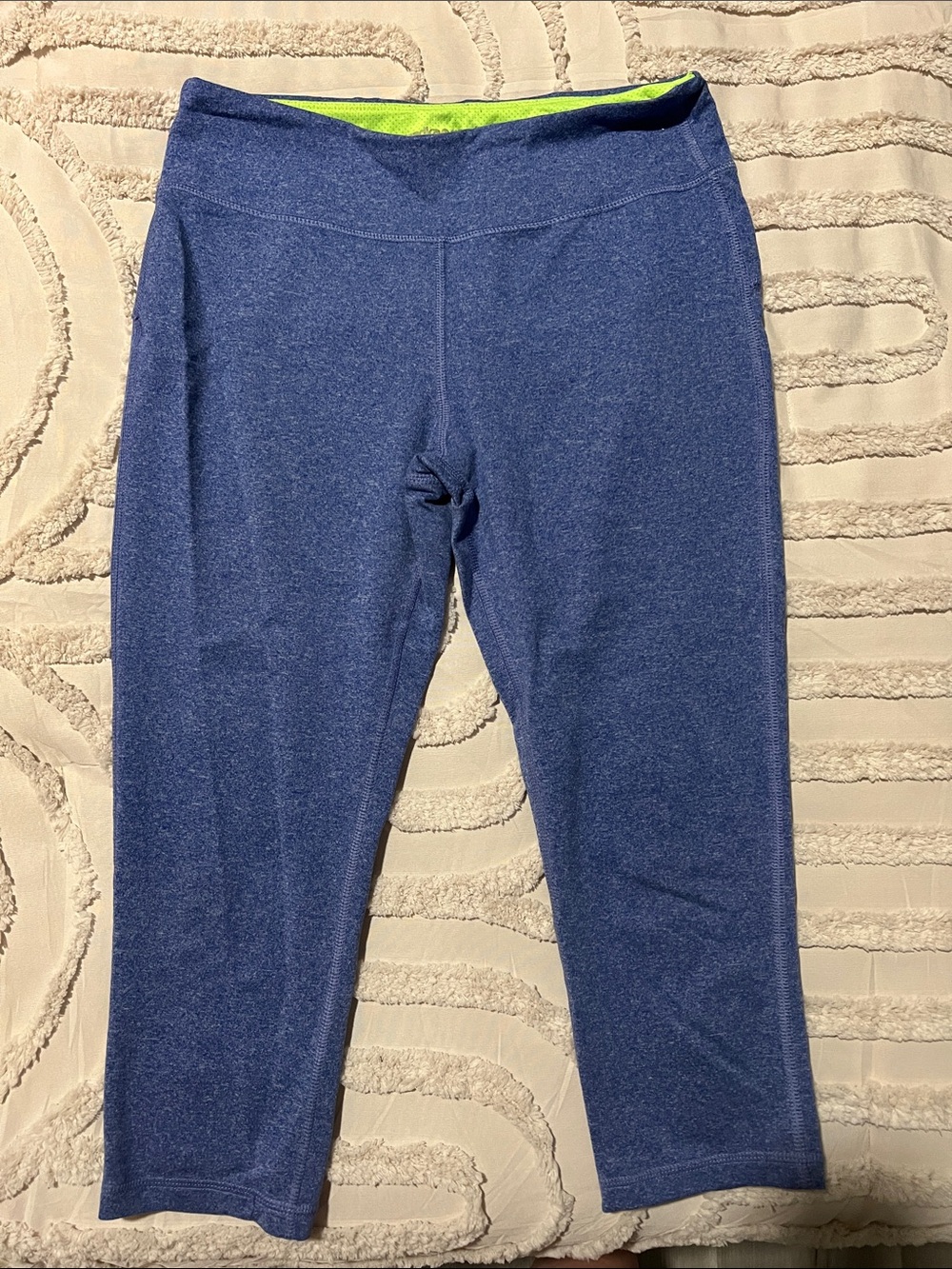 Marika Blue Leggings with Lime Green Waistband